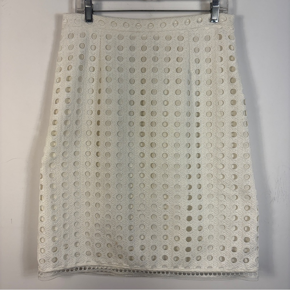 Judith & Charles Classic White Eyelet Pencil Skirt